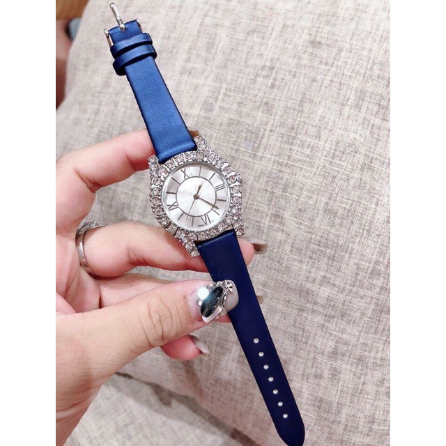 9K] Đồng Hồ Nữ HORPA Dây Da Viền Đá Thời Trang