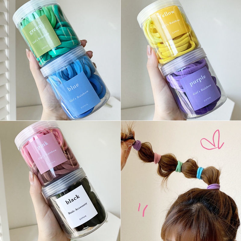 Dây Buộc Tóc Cao Su Dày Co Giãn Màu Sắc Ngọt Ngào Phong Cách Hàn Quốc Thời Trang Cho Nữ