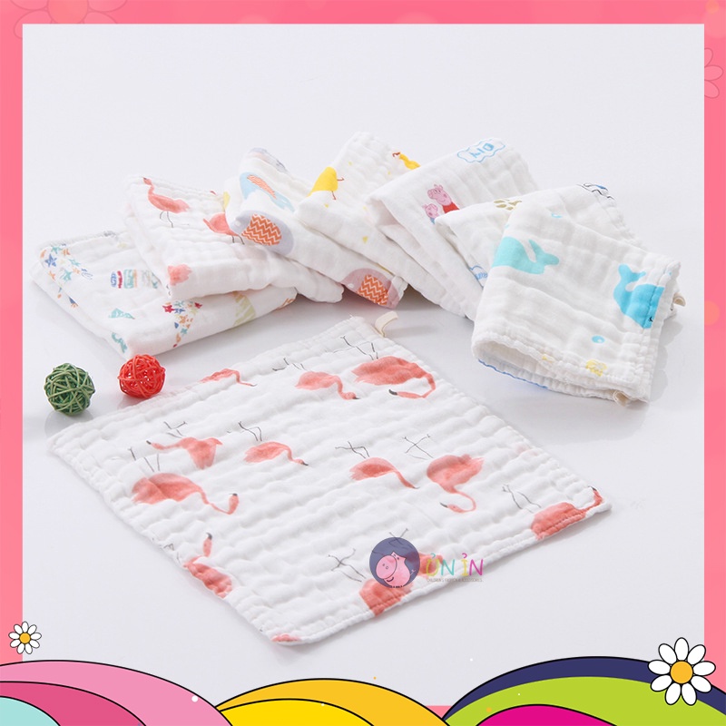 Combo 5 Khăn Lau Mặt Hình Thú Cho Bé Sơ Sinh Size 25x25 - BC32