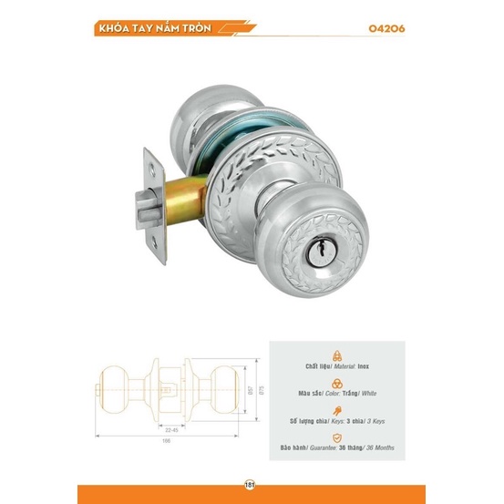 Khoá tay nắm tròn Việt Tiệp - chính hãng