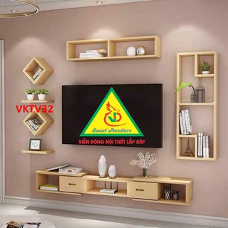 Bộ kệ ti vi treo tường trang trí vktv32- nội thất lắp ráp