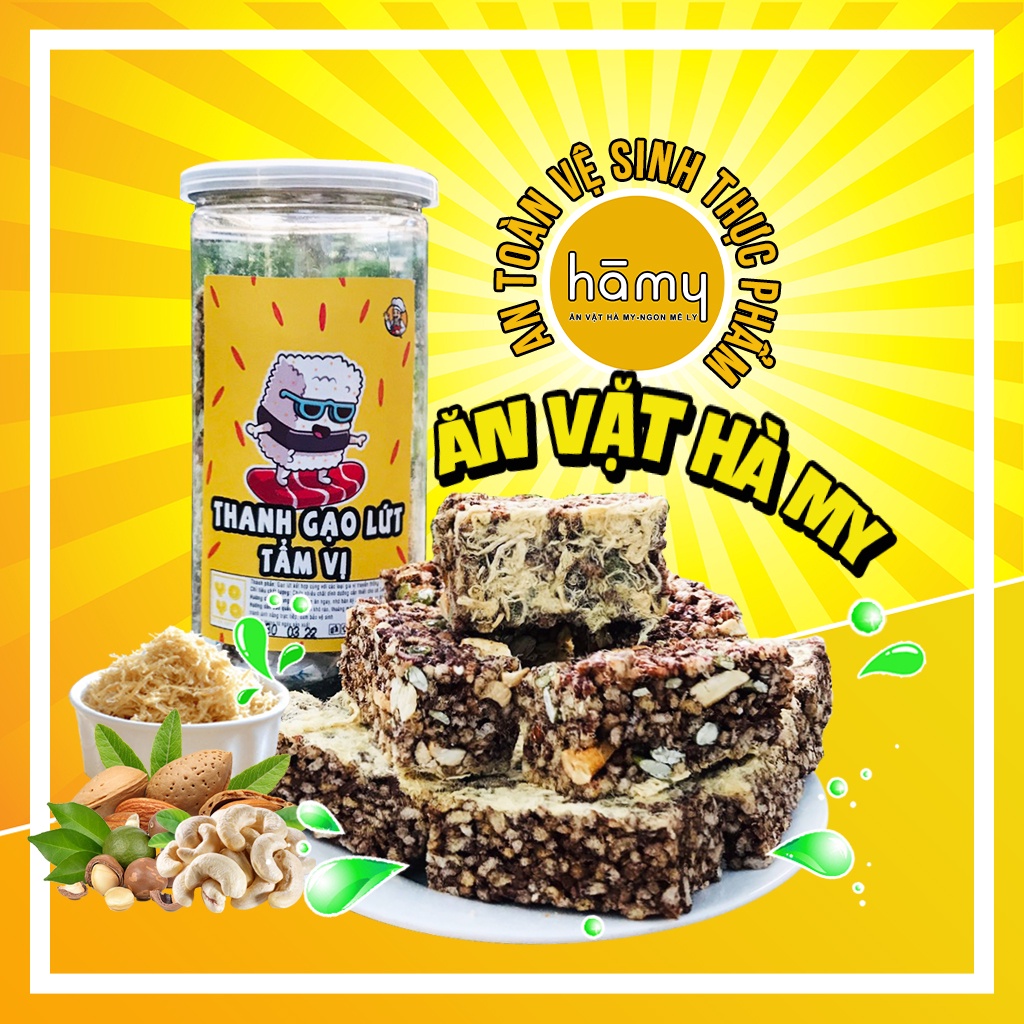 Thanh gạo lứt chà bông mix hạt, thanh gạo lứt mix hạt dinh dưỡng hũ 270g đồ ăn vặt Hà My