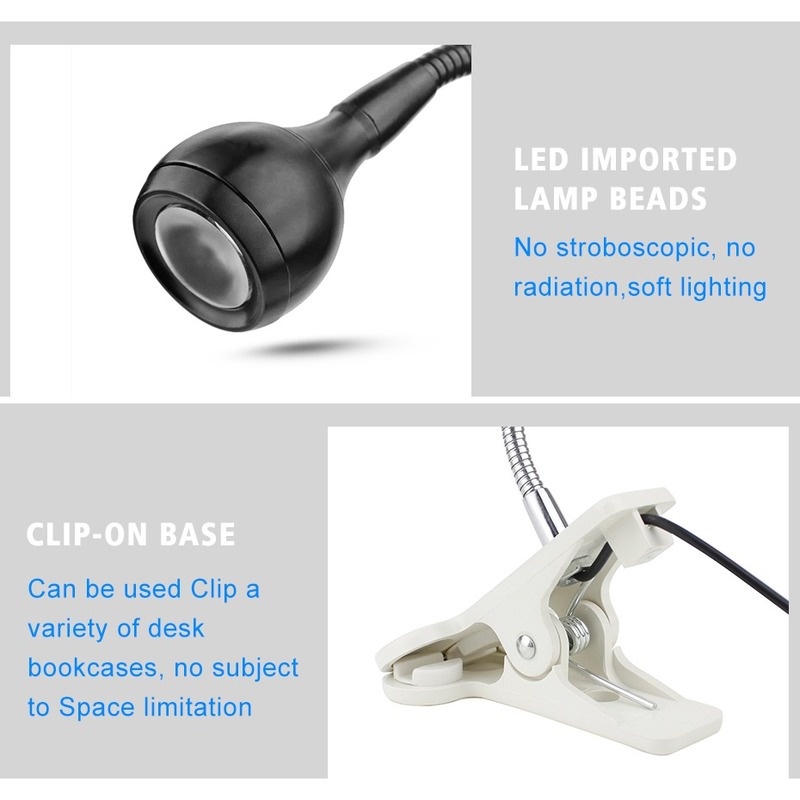 Đèn LED Để Bàn Đọc Sách Bảo Vệ Mắt Sạc Cổng USB Có Kẹp Tiện Dụng