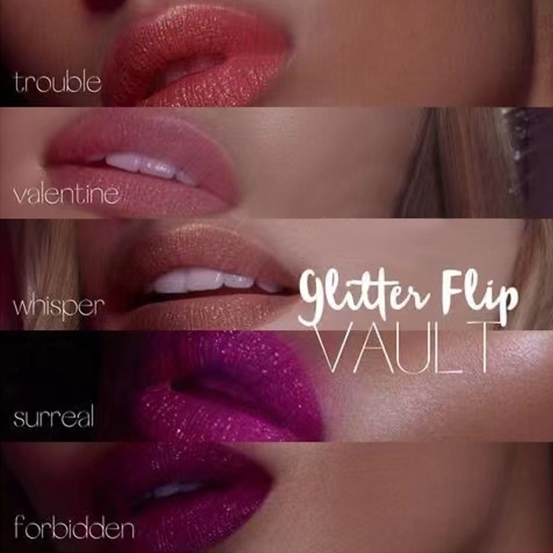 Bộ 3 Son Môi Màu Đen / Tím / Xanh Dương Lấp Lánh Chống Thấm Nước Tiện Dụng