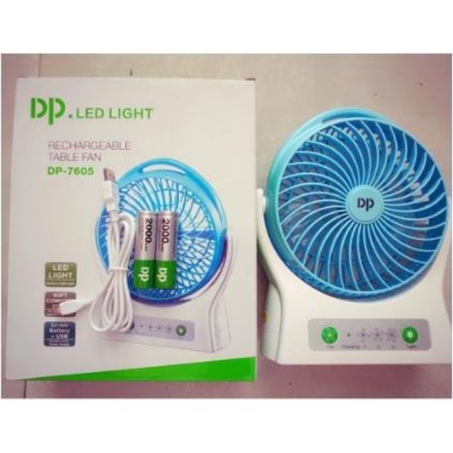 Quạt Sạc Tích Điện Có Đèn Led DP-7605