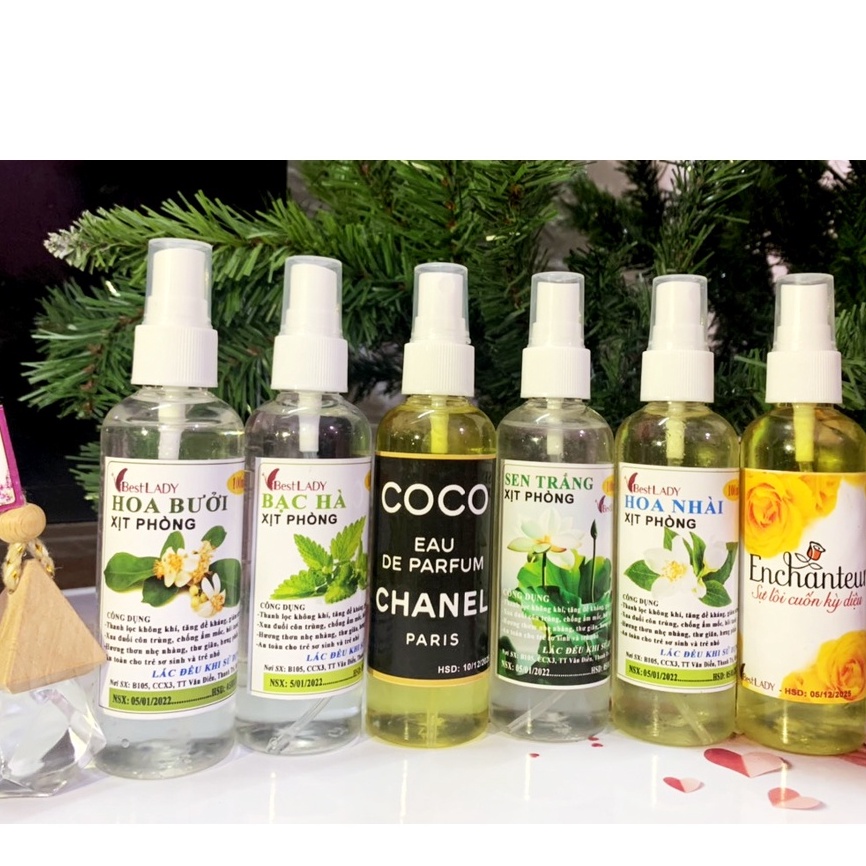 XỊT THƠM PHÒNG cao cấp BestLADY : Hương CoCo Chanel ,Enchanteur, Hồng,Ly, Lavender, Hoa Nhài, Sả Chanh, Quế.,