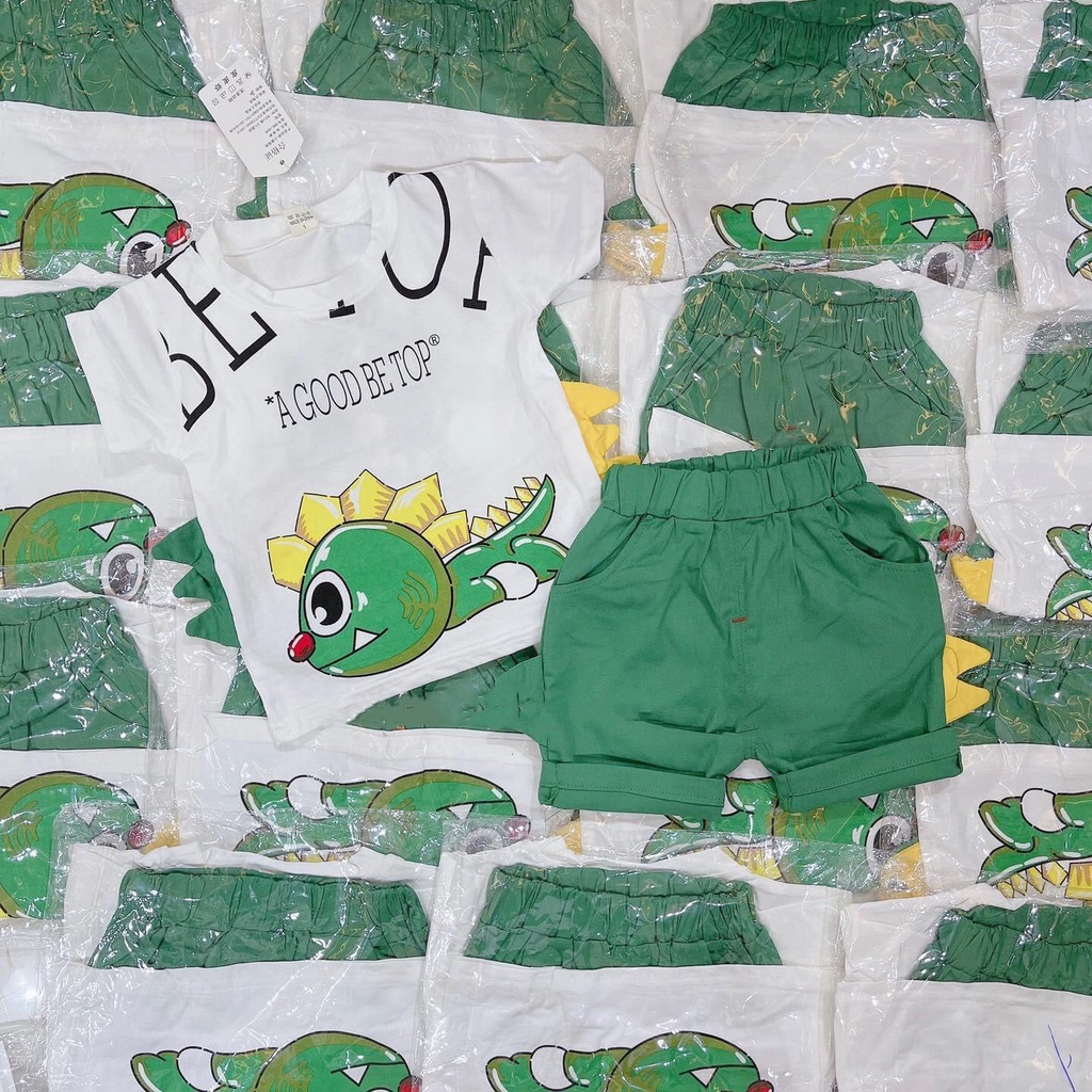 Bộ phông cộc tay họa tiết khủng long cho bé, siêu đáng yêu cho bé từ 8-25kg