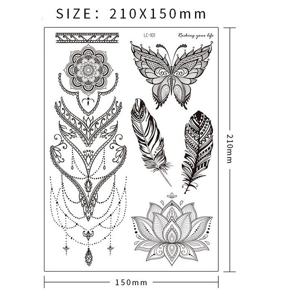 Hình xăm dán chống nước họa tiết mandala thời trang cho nữ