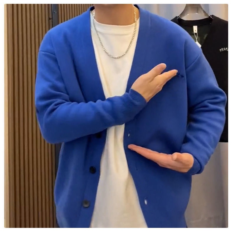 Hàng Mới Về!Áo Khoác Cardigan Dệt Kim Mỏng Dáng Rộng Cổ Chữ V Thời Trang Xuân Thu 2022 Cho Nam