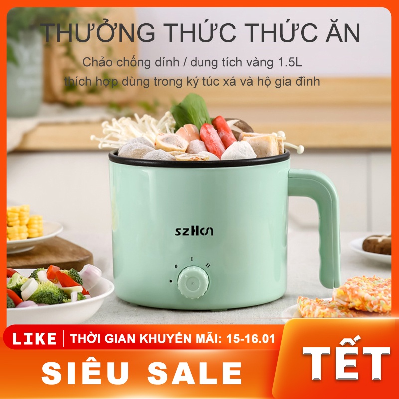 Nồi lẩu điện từ mini 1.5L (nấu cháo, hầm, rang, hấp, luộc) cho 1-2 người ăn {NBDZG}