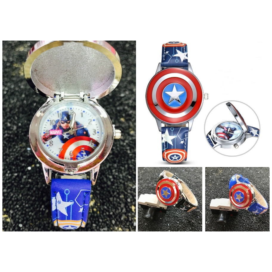 Avengers Captain America Jam Tangan Leather  Wrist Watch Watches Hàn Quốc Thạch Anh Unisex Kids Cao CẤp Thời Trang Trẻ Em | BigBuy360 - bigbuy360.vn