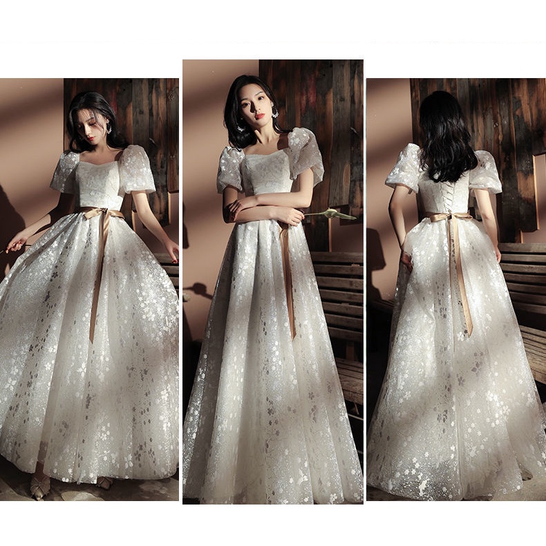 Đầm Phù Dâu Dáng Dài Tay Ngắn Form Ôm Thời Trang