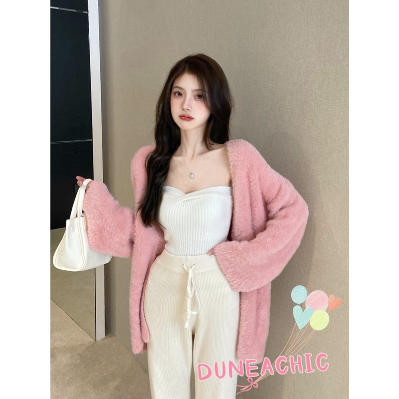 DUNEA Áo Khoác Cardigan Dài Tay Dáng Rộng Thời Trang Dành Cho Nữ