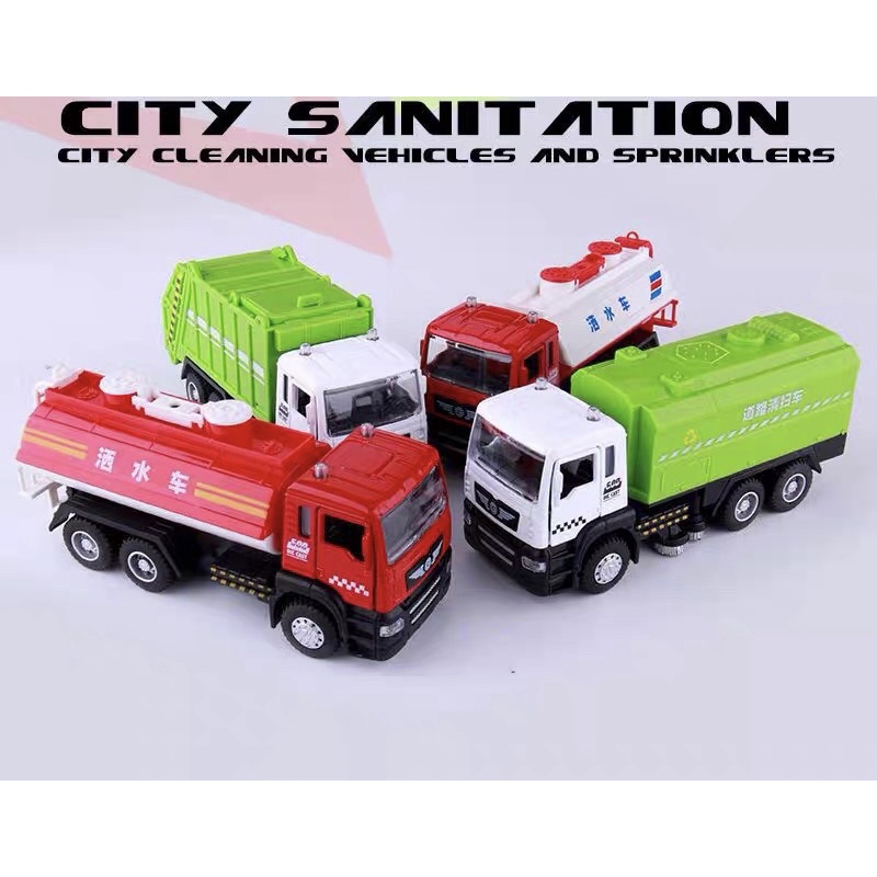 Mô Hình Xe Công Trình Cônh Cộng Miniauto 1:50 Nhiều kiểu Xe bồn xe rác xe quét đường xe tải xe cẩu xe ben