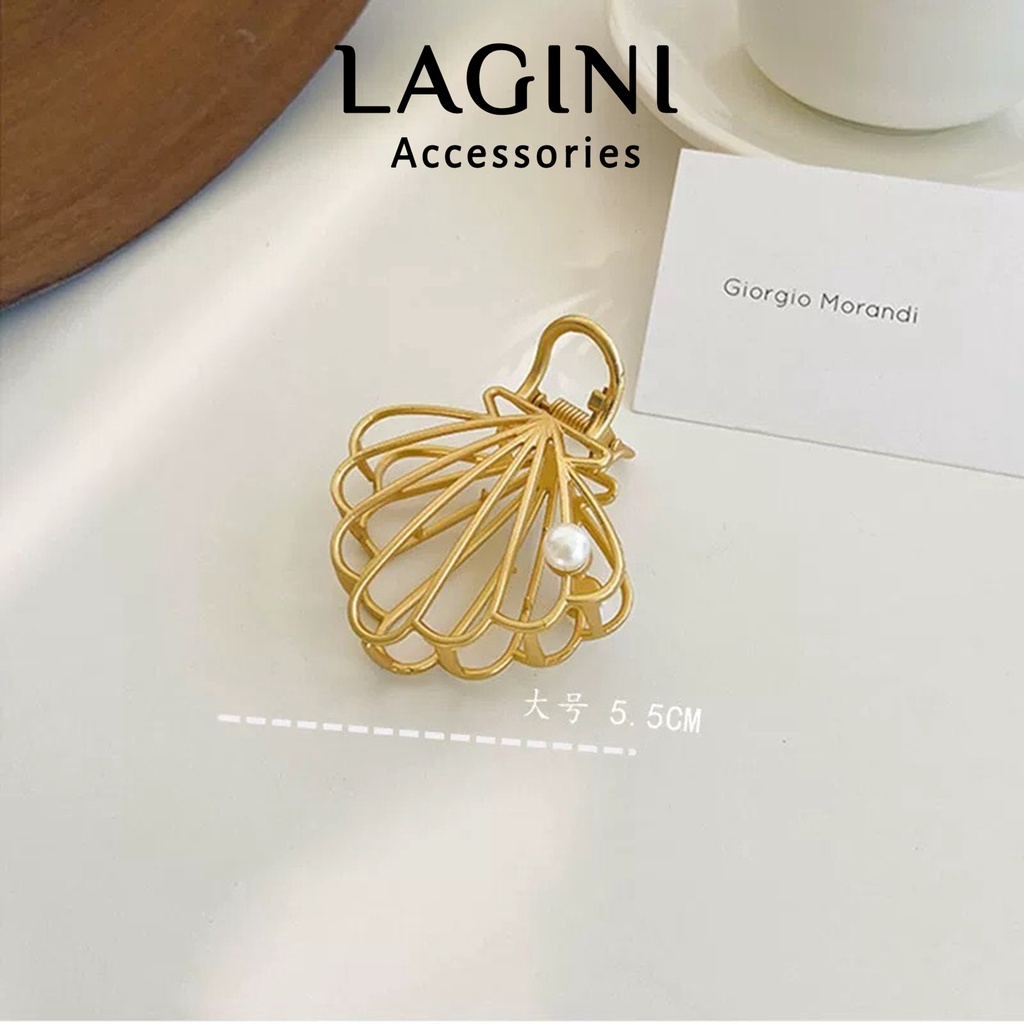 Kẹp tóc kim loại kẹp càng cua Hàn Quốc Lagini đơn giản cỡ vừa dành cho nữ KT10