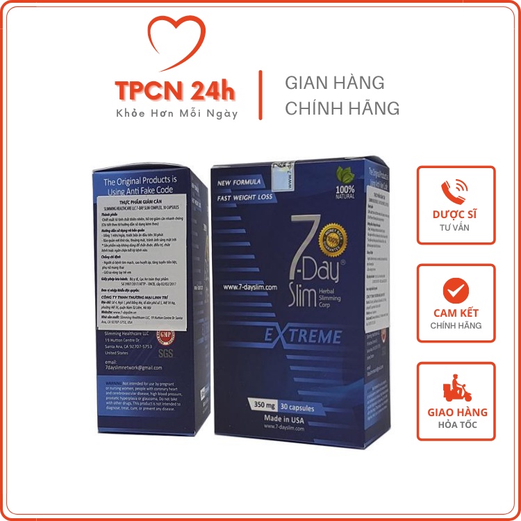 7 day slim Extreme USA - Giảm cân cực mạnh dành cho cơ địa khó giảm, nhờn
