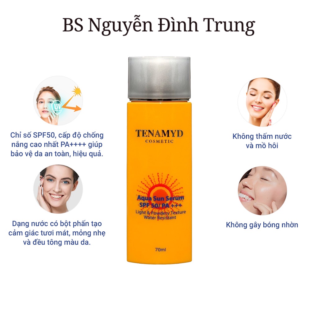 Kem Chống Nắng Tenamid 70ml Sun Serum SPF 50/ PA+++ Dành Cho Da Nhạy Cảm, Da Dầu Mụn - BS Nguyễn Đình Trung