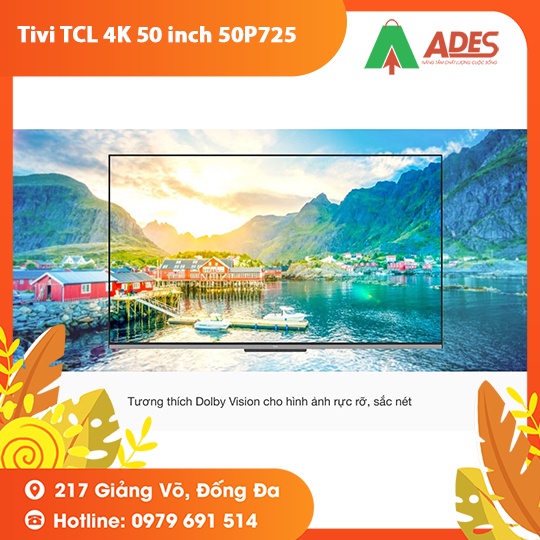 Tivi TCL 4K 50 inch 50P725 Android  âm vòm chất lượng cao - Hàng chính hãng BH 12 tháng.