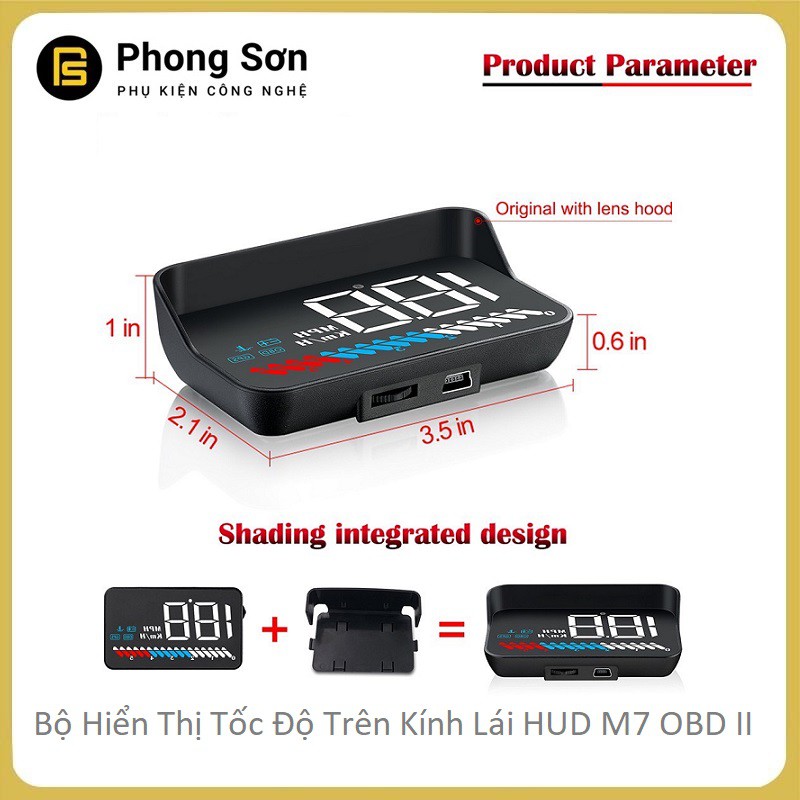 Bộ hiển thị tốc độ trên kính lái HUD M7 - OBD2 dành cho Xe hơi - BH 06 Tháng