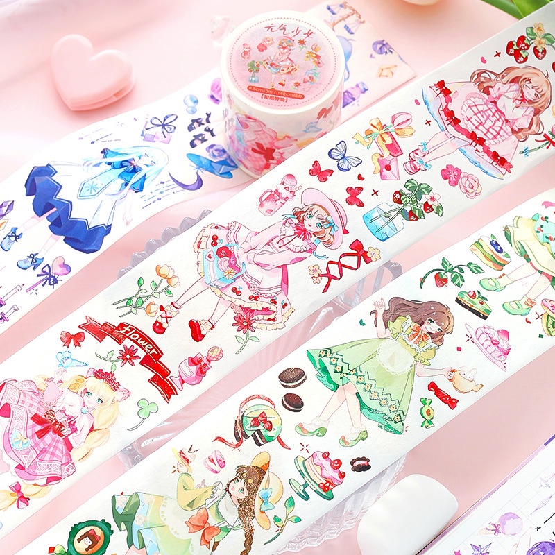 Mohamm 1 Cuộn Băng Washi Cô Gái Dễ Thương