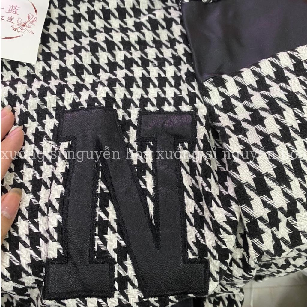 Áo khoác dạ tweed bomber có cổ phối da form rộng unisex nam nữ mặc được phong cách trẻ trung năng động