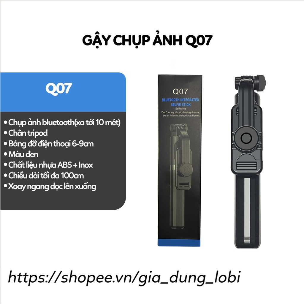 Gậy chụp ảnh 3 chân có đèn led Q02S gậy tự sướng selfie chụp hình bluetooth điều khiển từ xa xoay nhiều góc độ