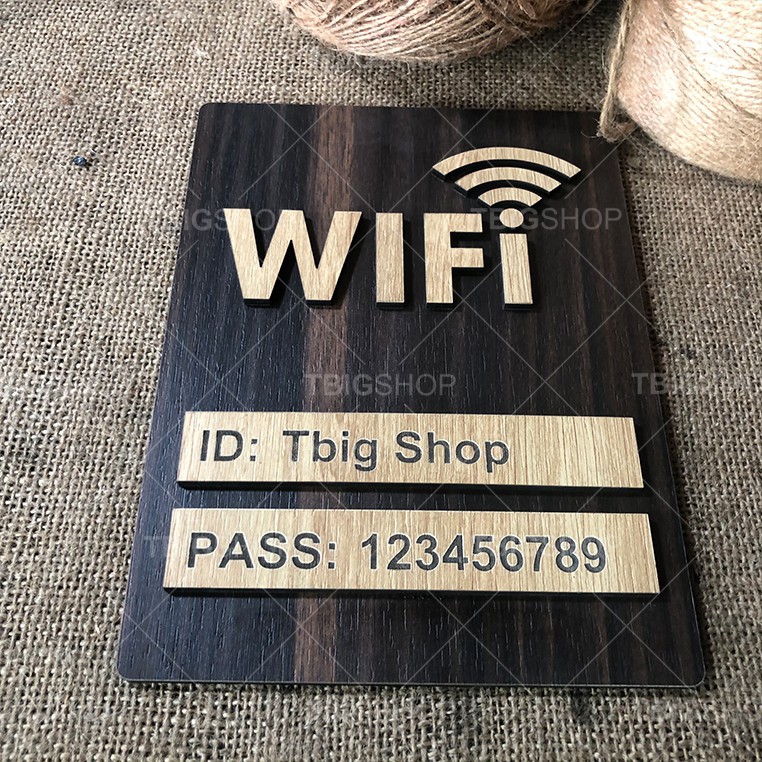 [ Bảng trang trí Handmade ] [Theo yêu cầu] Bảng ghi thông tin wifi mật khẩu  gỗ khắc laser cao cấp cho quán cafe, trà sữ
