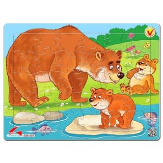 Tranh xếp hình phát triển trí tuệ cho bé tia sáng jigsaw puzzle 30 mảnh - gia đình gấu - msp: 030-137