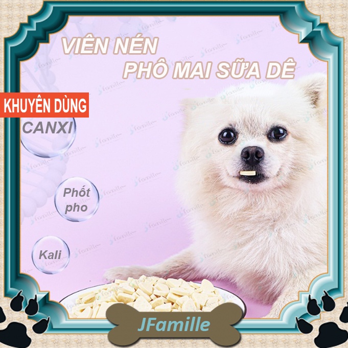 Món ăn vặt dinh dưỡng JFamille, viên nén Phô mai Dê, bổ sung Canxi và dưỡng chất, tăng đề kháng. JF170