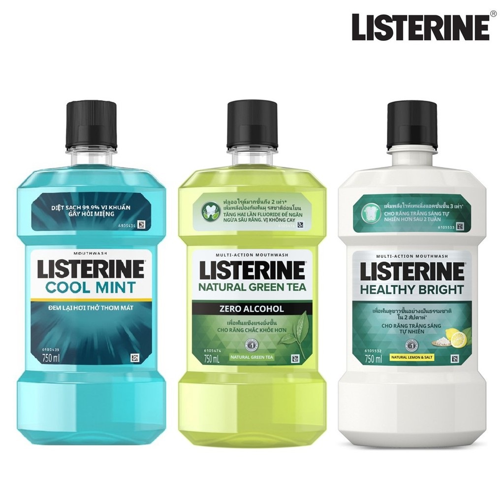 Nước Súc Miệng Listerine Cool Mint - Green Tea - Gum Care 750ml