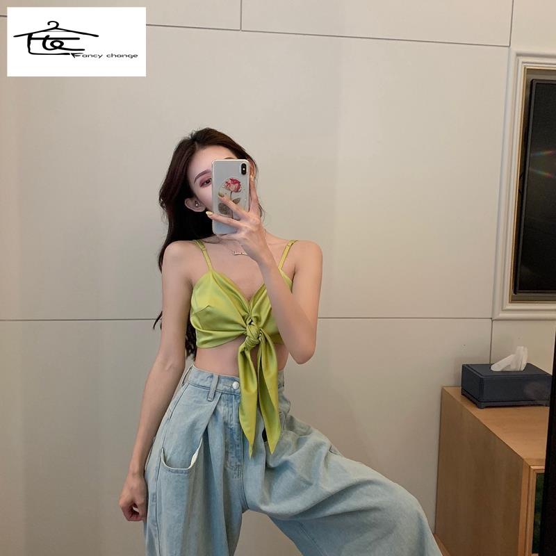 Áo Hai Dây Dáng Ngắn Phong Cách Cá Tính Quyến Rũ Thời Trang Mùa Hè 2022 Mới Dành Cho Nữ