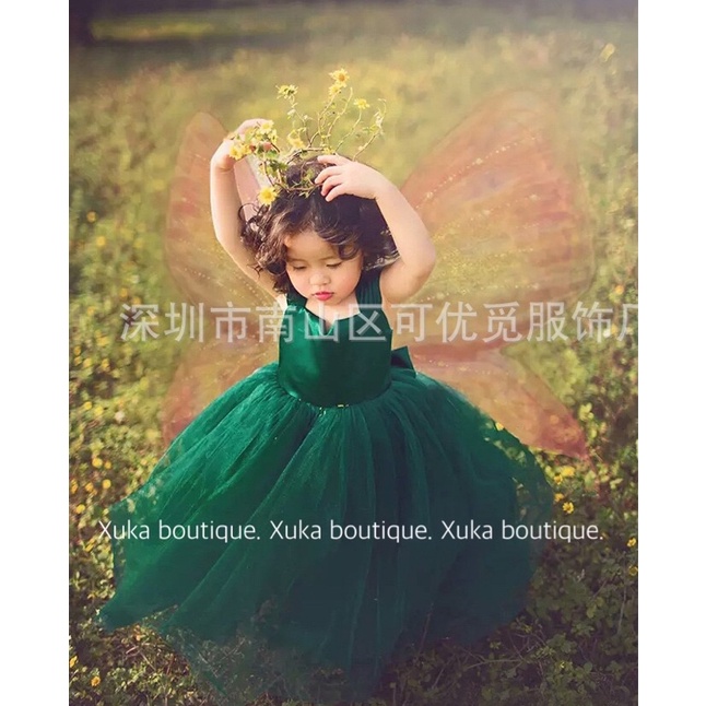 Váy Công Chúa Style Châu Âu Màu Xanh Lá Cây Cao Cấp Mẫu Mới 2022 Váy Cao Cấp Bé Gái Hãng COYO.