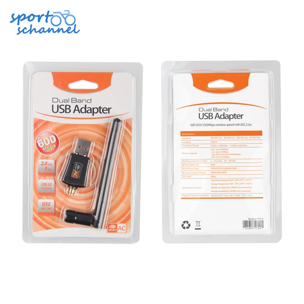 Bộ chuyển đổi USB PC WiFi không dây 5GHz 600Mbps 2 băng tần Anten 802.11AC | BigBuy360 - bigbuy360.vn