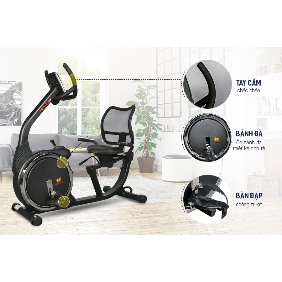 Xe đạp tập thể dục tại nhà KINGSPORT KS-5807 có ghế tựa êm ái, bánh đà kháng từ, tải trọng tối đa lên đến 120kg