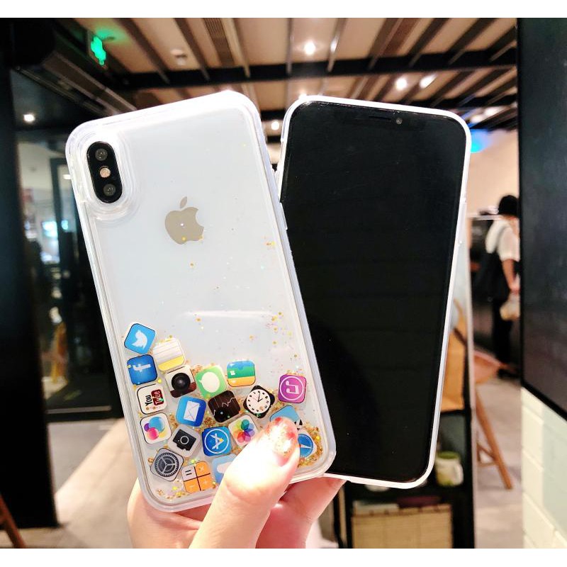 Ốp điện thoại kim tuyến nước họa tiết xinh xắn cho Apple Iphone11Pro Max Xs Xr 6 / 7 / 8plus 11