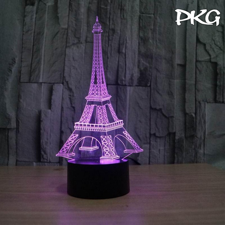 Đèn Ngủ Led 3D Tháp Eiffel Quà Lưu Niệm nháy sáng 16 màu