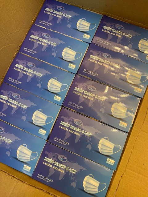 Khẩu trang y tế hộp 50 cái hàng chuẩn công ty B68 4 lớp kháng khuẩn