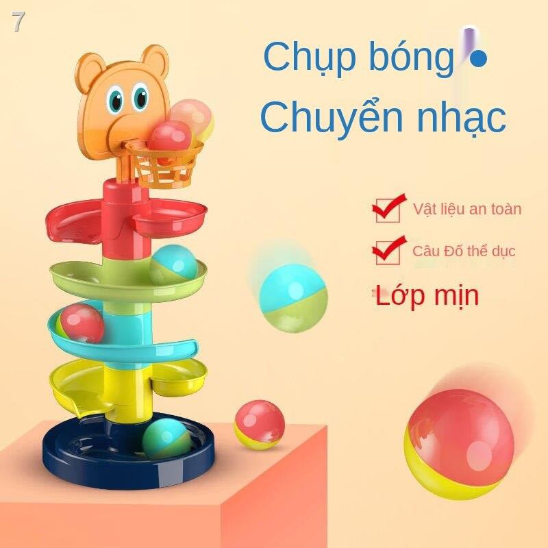 Bé giáo dục vui vẻ theo dõi gấu trượt bóng tháp sớm chuyển sang trò chơi đồ nhỏ 7 tầng 3