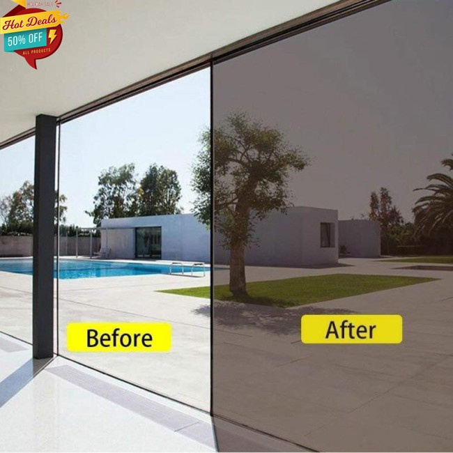 Phim Vinyl Dán Kính Cửa Sổ/Cửa Sổ Riêng Tư Màu Bạc 1 Chiều Dài 1/2M Chống Nhìn Trộm Tự Dính