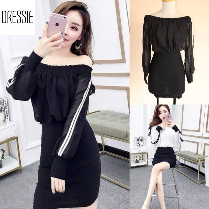 Áo Váy Đầm Ôm Body Cao Cấp DRESSIE Trễ Vai Thời Trang Nữ Đẹp Công Sở Dạo Phố Dự Tiệc Cưới Xinh Xắn - DB99