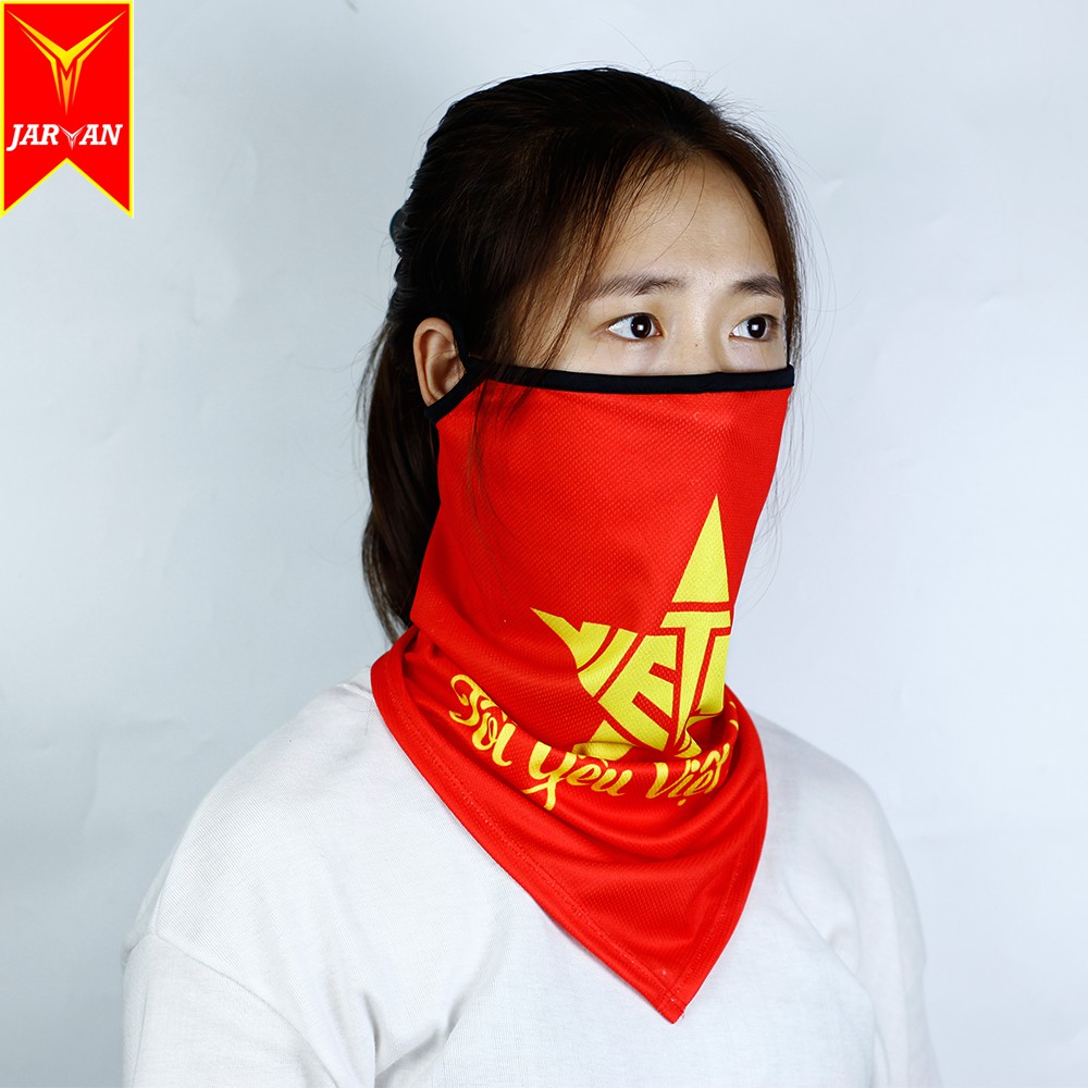 Khăn tam giác JARVAN2 đeo tai đa năng chống nắng, chống bụi, hoạt động ngoài trời - Màu Cờ Việt Nam