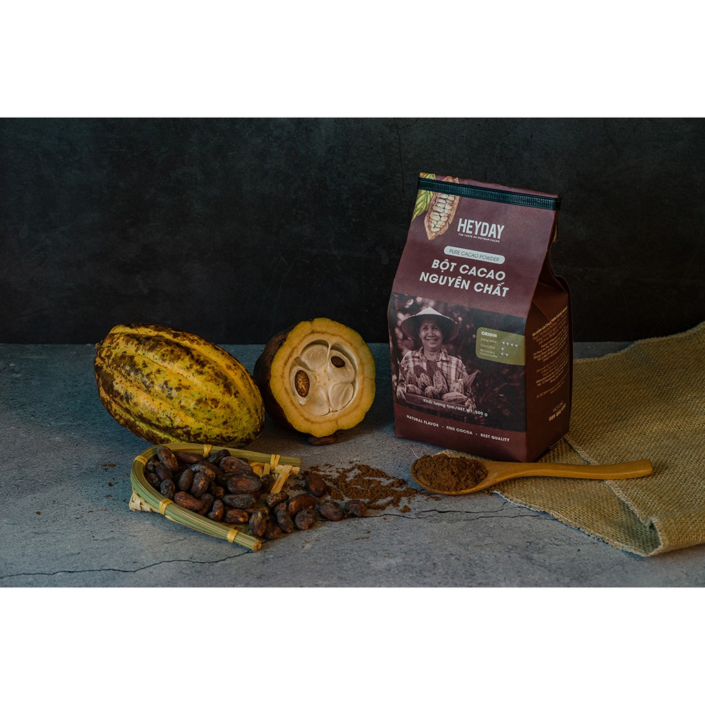 Bột cacao nguyên chất 100% không đường Heyday - Dòng Origin thượng hạng 100g - Chuẩn UTZ Quốc Tế