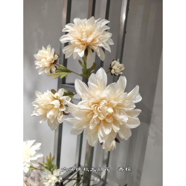 Hoa giả/ Hoa cúc thược lụa nhập khẩu cành 6 bông, 3 bông cáo câp