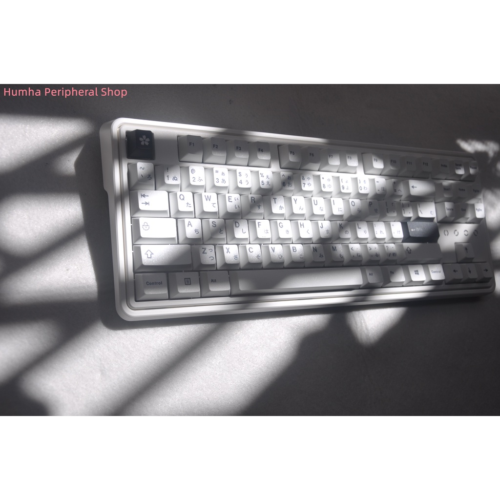 Humha Bàn Phím Cơ 127 Phím Chất Liệu PBT Nhuộm Đen Trắng Phong Cách Nhật Bản