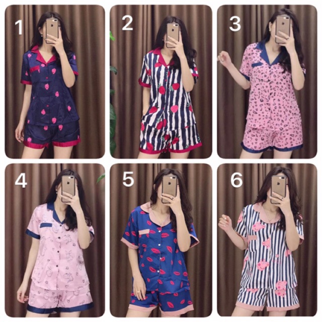 [Xả hàng] Bộ lụa pijama hoạ tiết