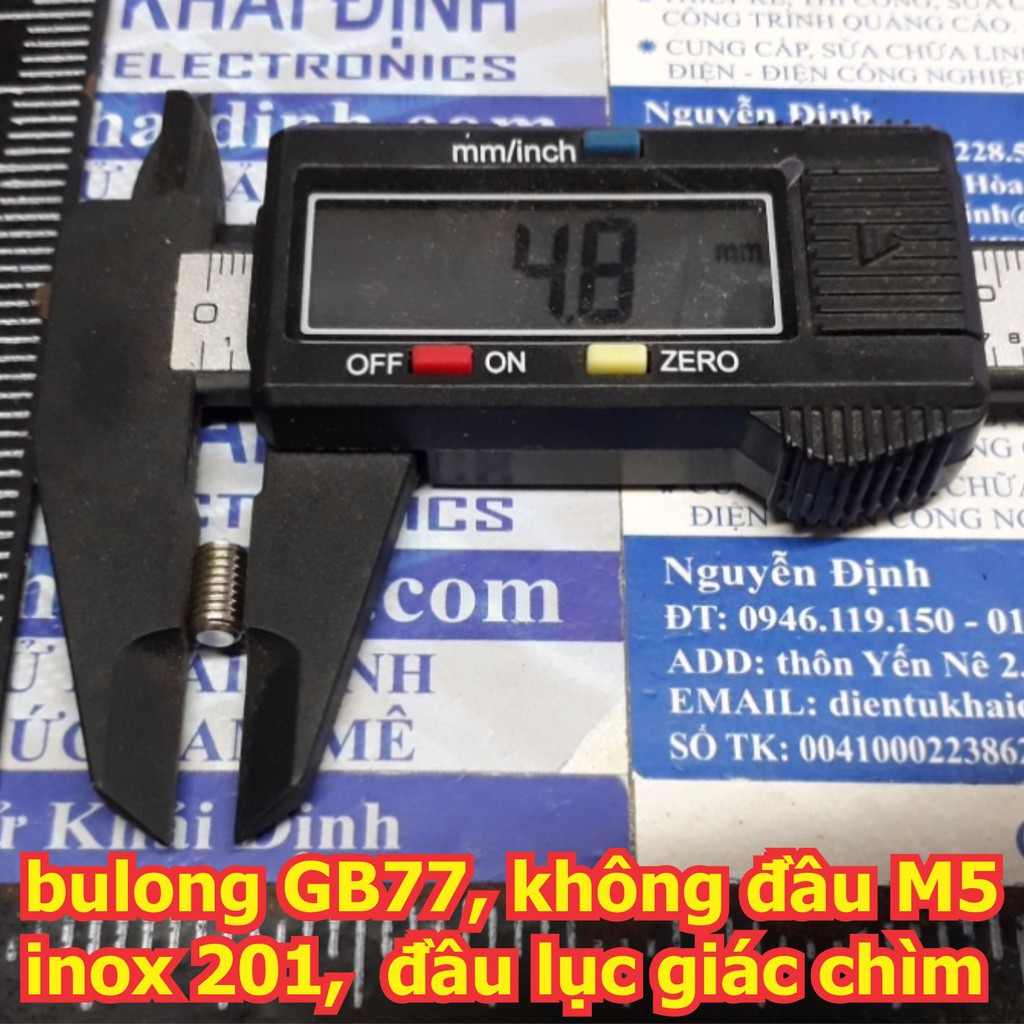 bulong, vít pake GB77, không đầu M5 inoc inox 201, đầu lục giác chìm, các chiều dài 5mm ~ 30mm kde5720