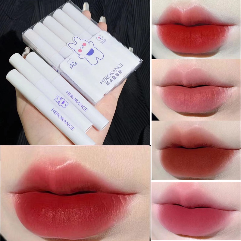 Set 5 son kem lì lâu trôi herorange thỏ trắng dễ thương hàng nội địa trung phiên bản mới lên màu đẹp giá rẻ | BigBuy360 - bigbuy360.vn