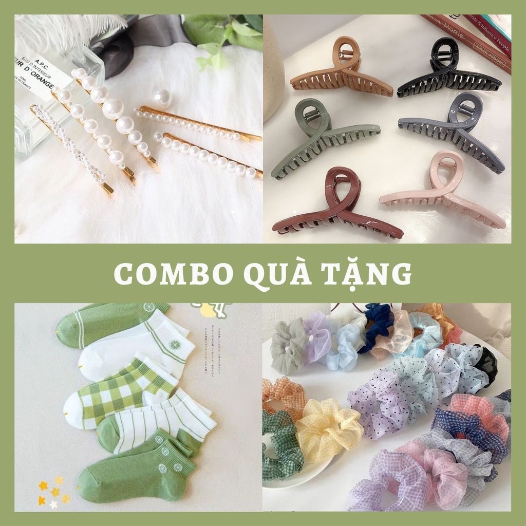 Quà tặng đặc biệt Tháng 12 Bông tai, Buộc tóc scrunchies, Kẹp ngọc, Tất nữ