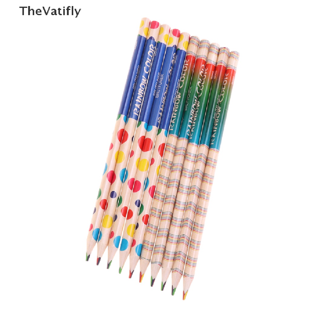 [Thevalifly] Set 10 Bút Chì Ngòi Mảnh Bốn Màu Sắc Cầu Vồng Sáng Tạo