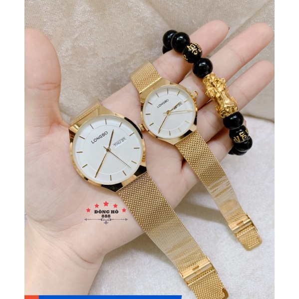 Đồng Hồ Cặp Đôi Nam Nữ LONGBO 1139 chống nước, chống xước + Tặng vòng tỳ hưu phong thủy.